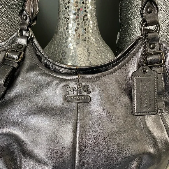 COACH DARK SILVER METALLIC BAG - Picture 2 of 8